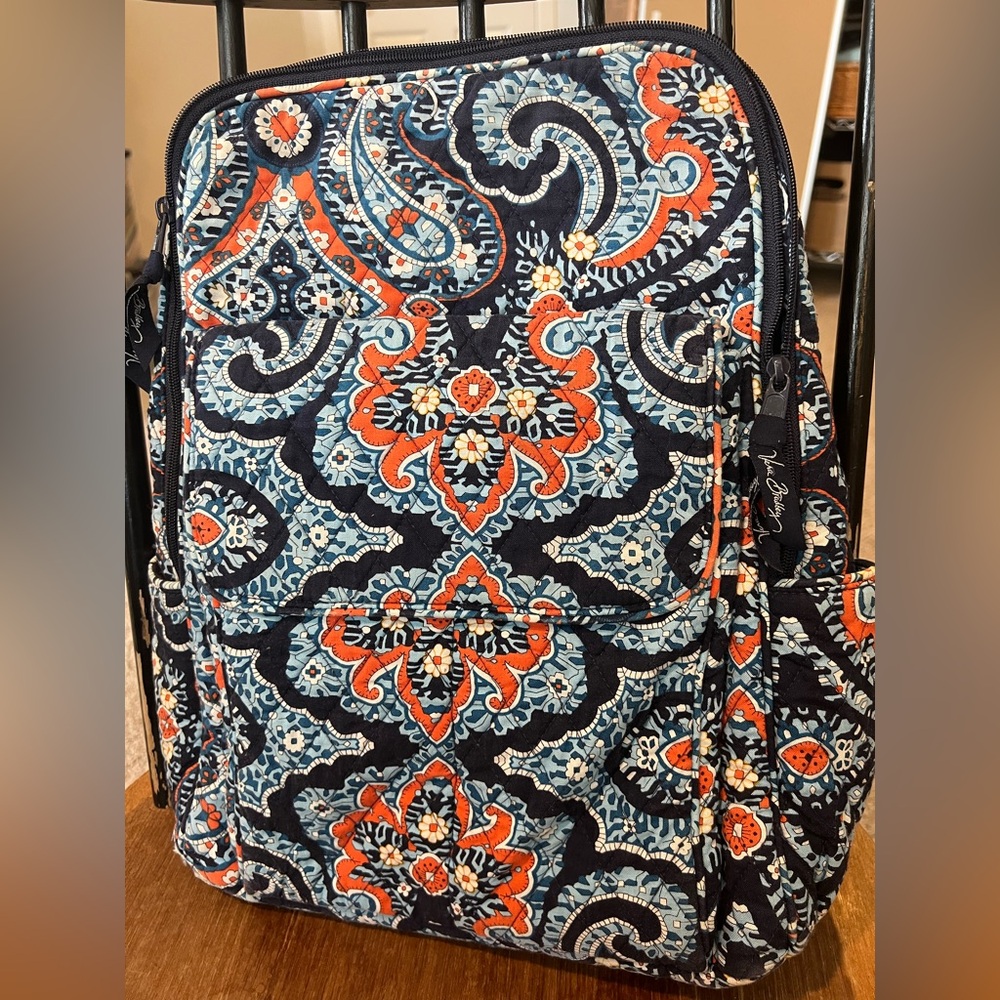 Vera Bradley Marrakesh Pattern Blue and Orange Paisley Backpack
